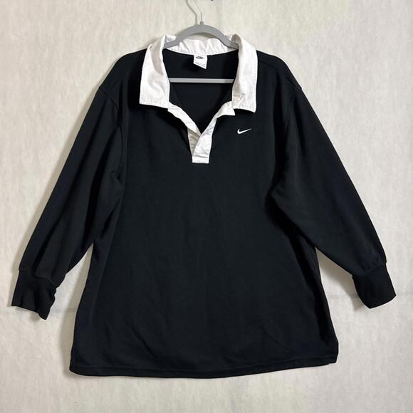 Nike Sportswear Women's Plus Size 1X Essential Oversized Long Sleeve Polo Shirt - Picture 1 of 9